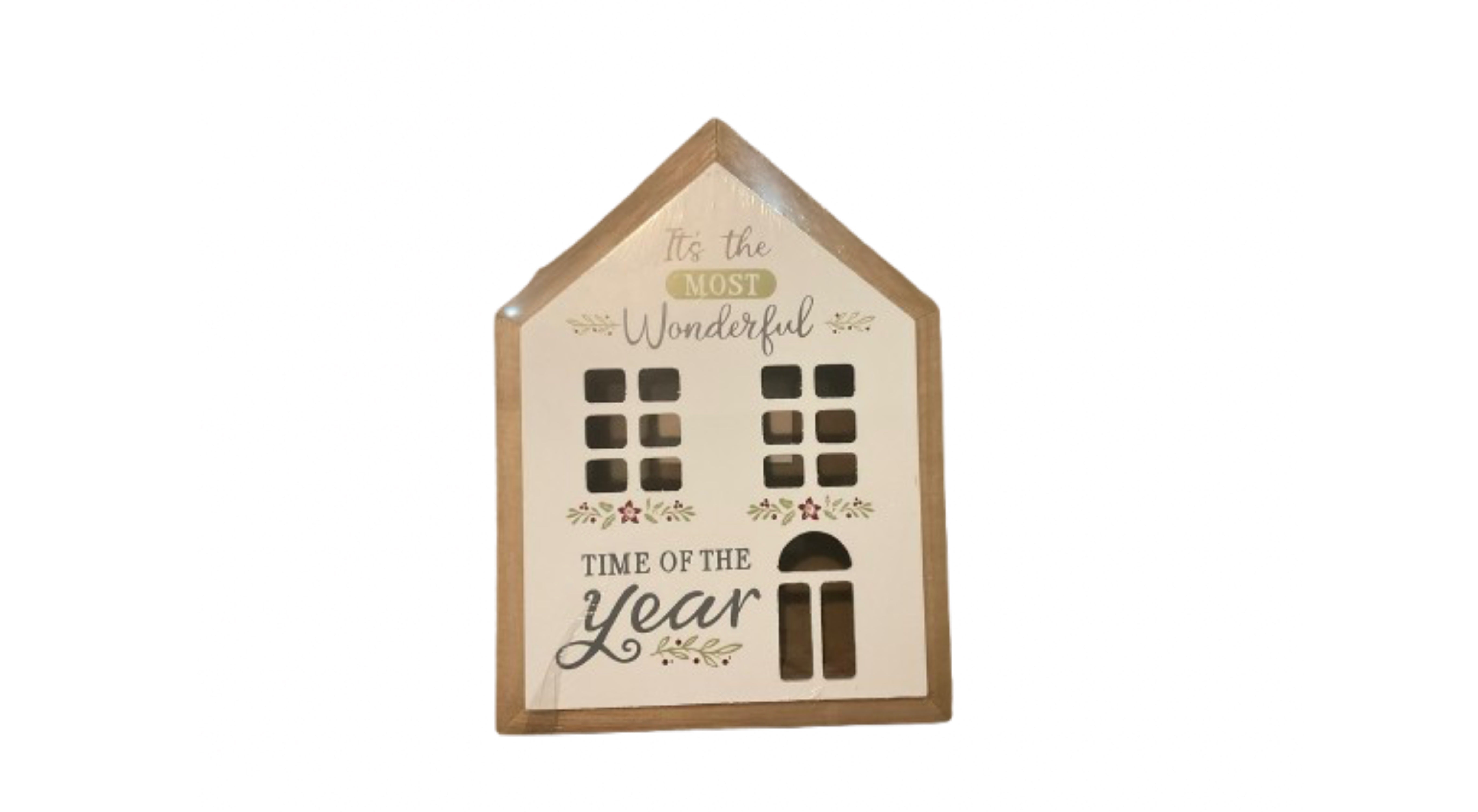 "Most Wonderful Time of the Year" Wooden House Decoration