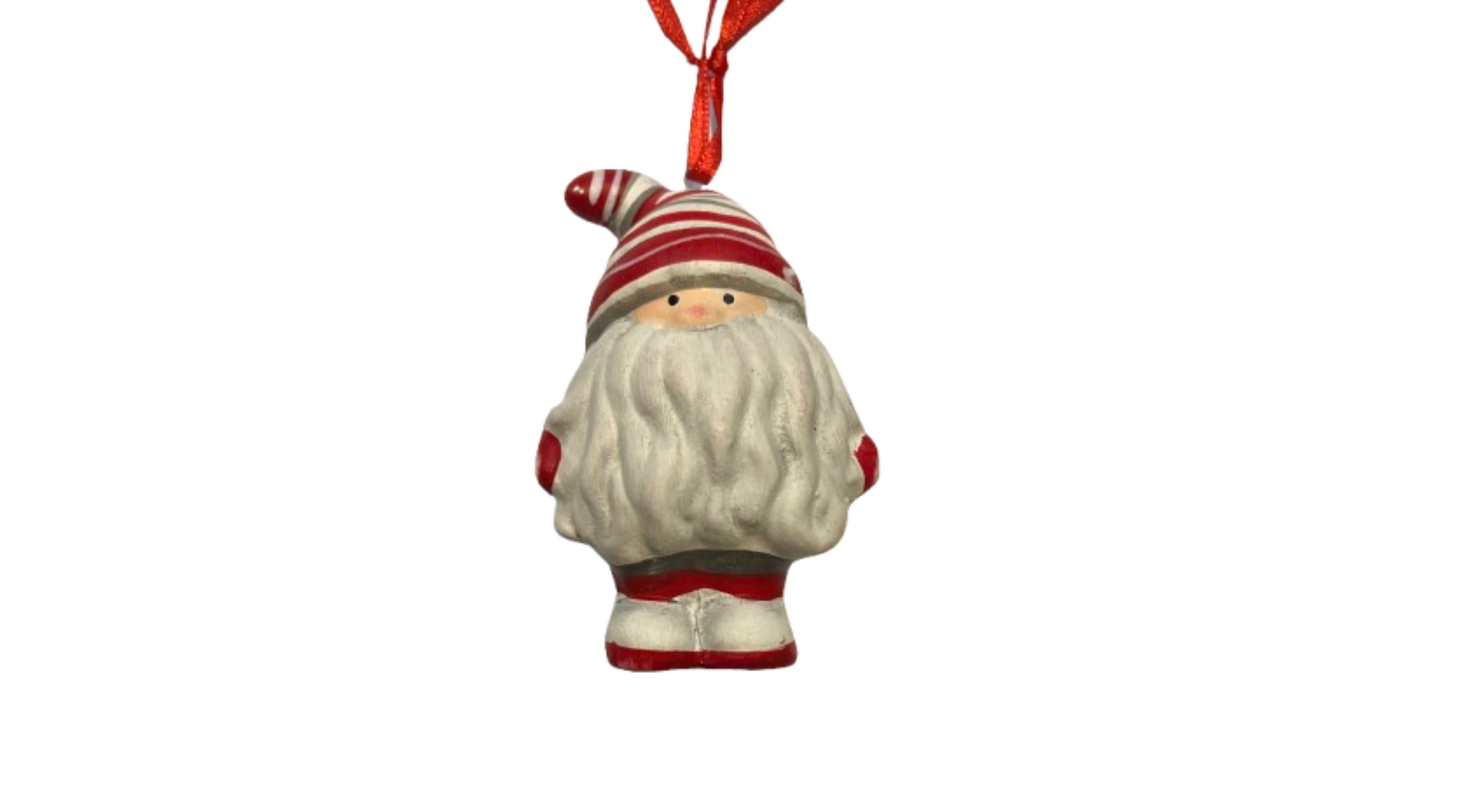 Striped Hat Santa Ornament