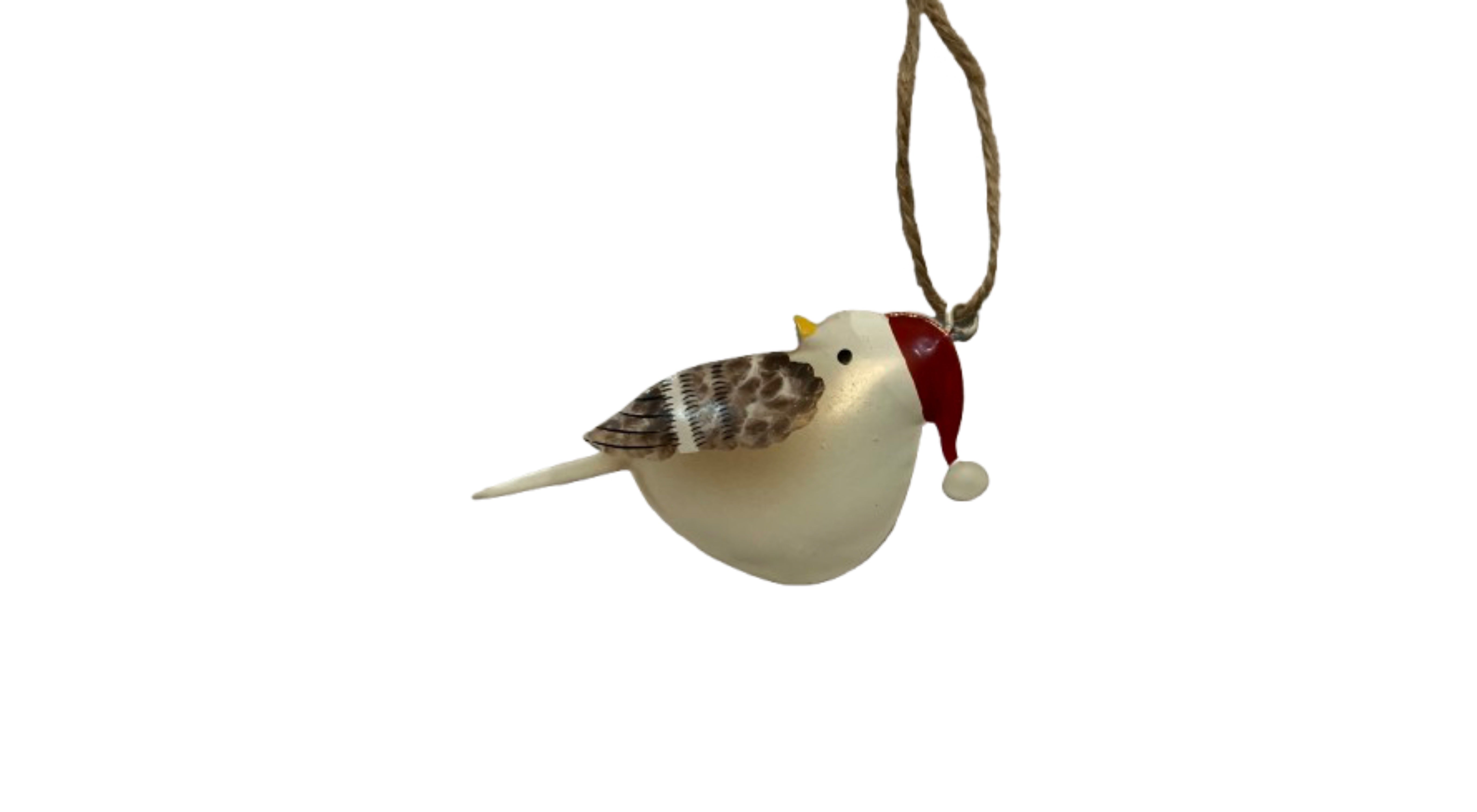 Christmas Bird with Santa Hat Ornament