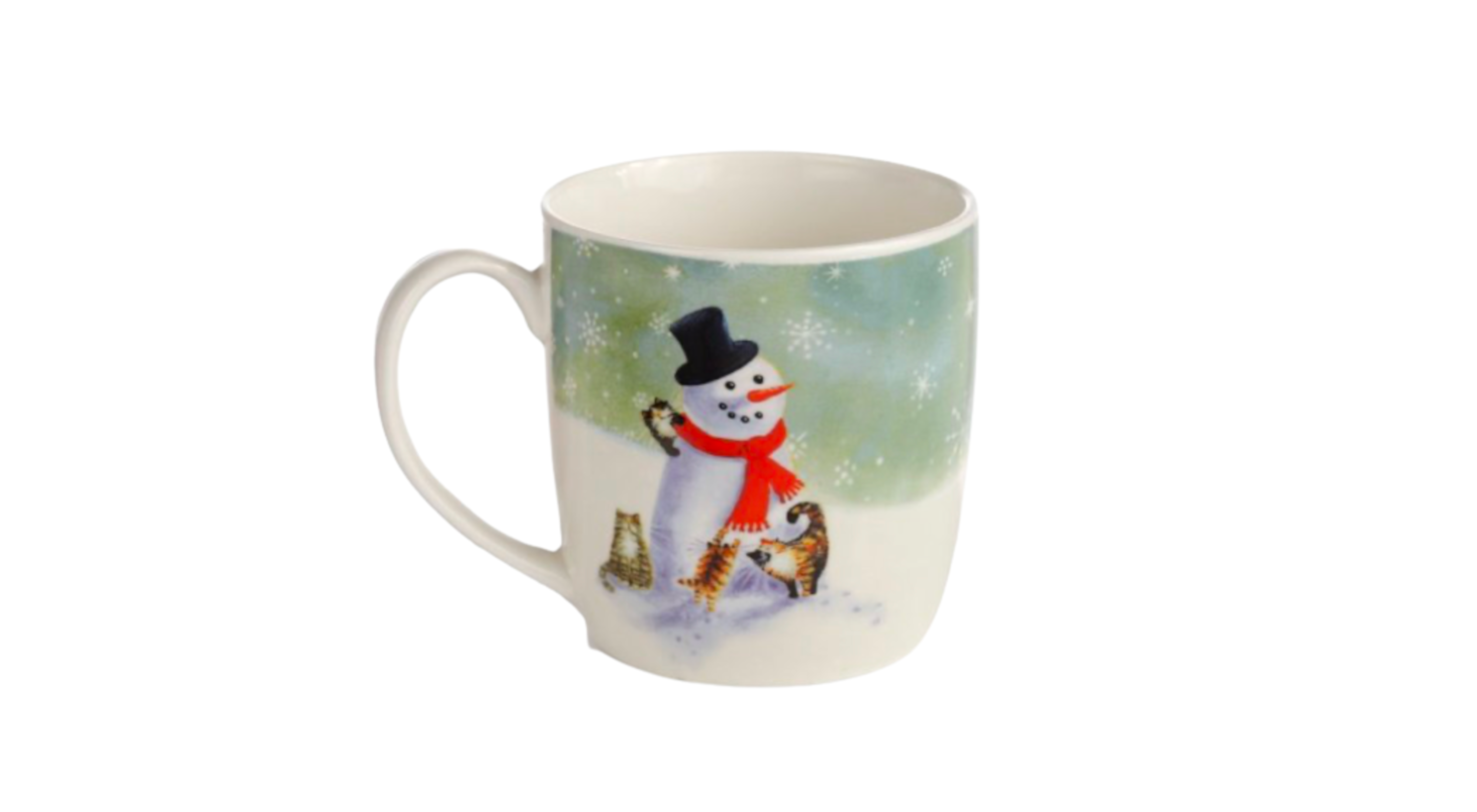 Kim Haskins Cats and Snowman Design Porcelain Mug