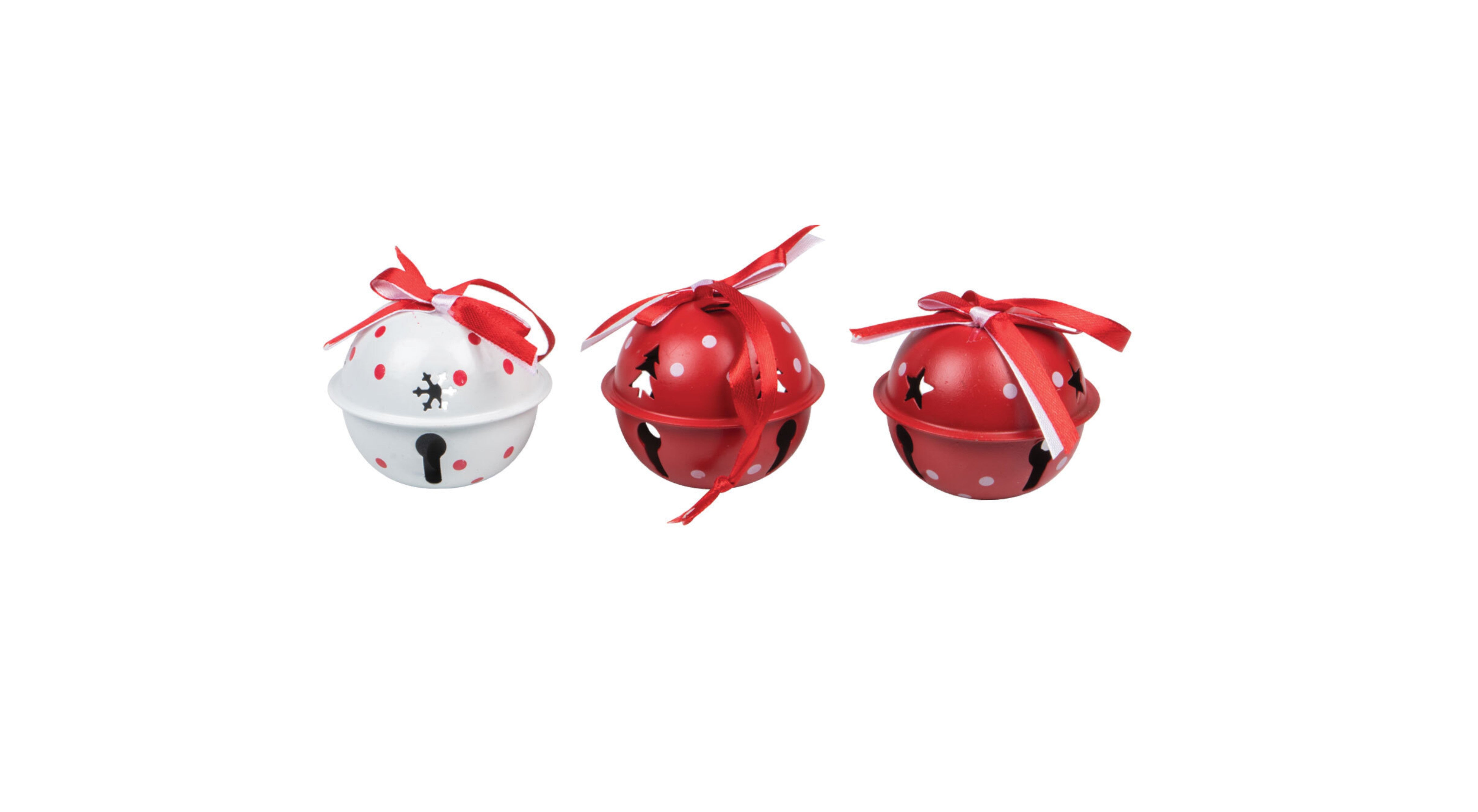 Set of 3 Red and White Bells