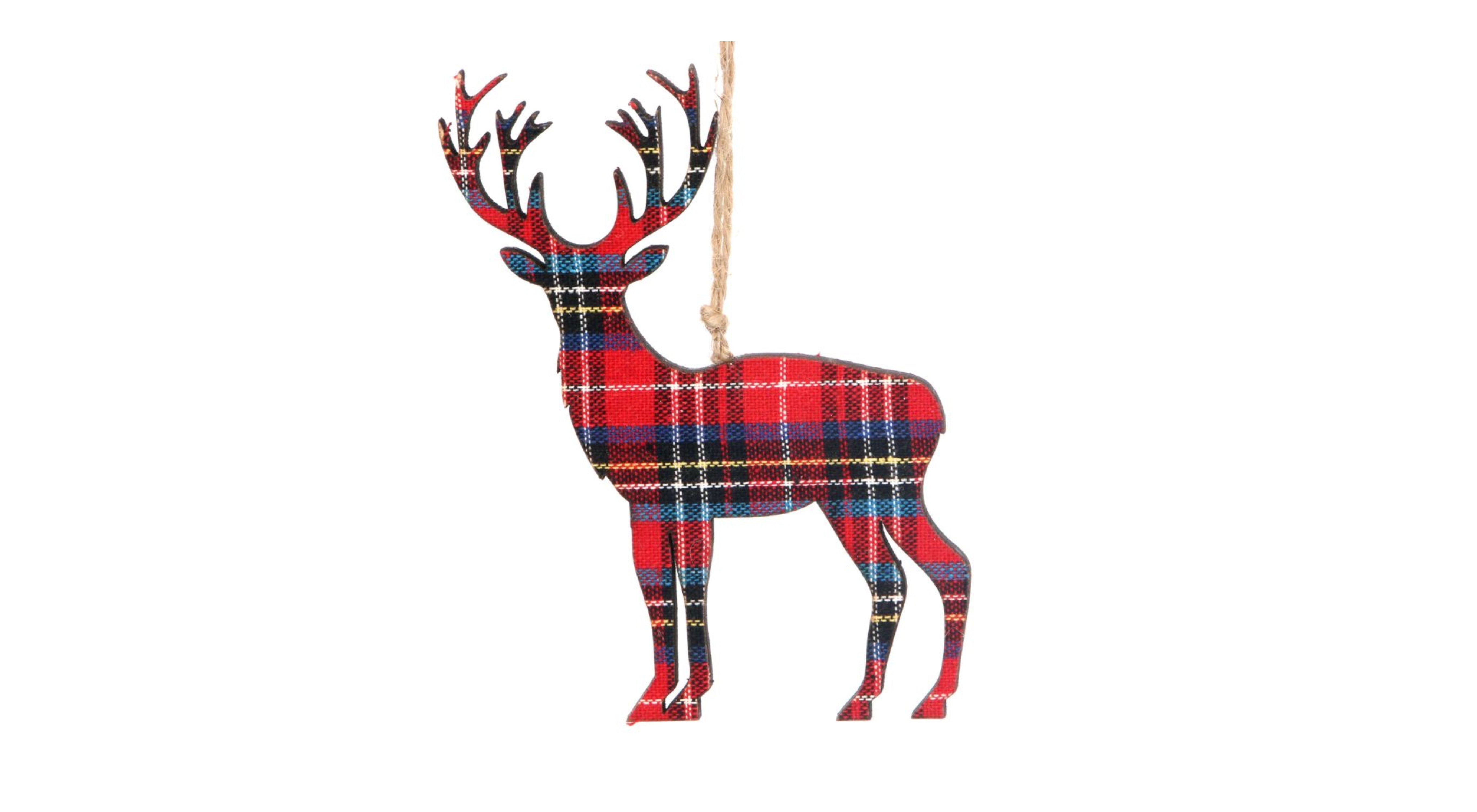 Tartan Pattern Reindeer Christmas Ornament