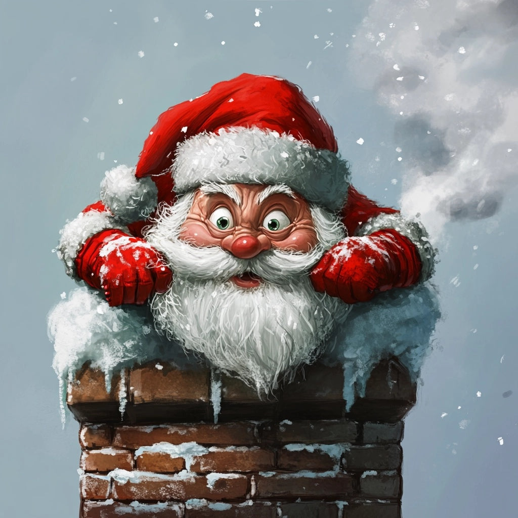 Santa's Chimney Surprise Christmas Card