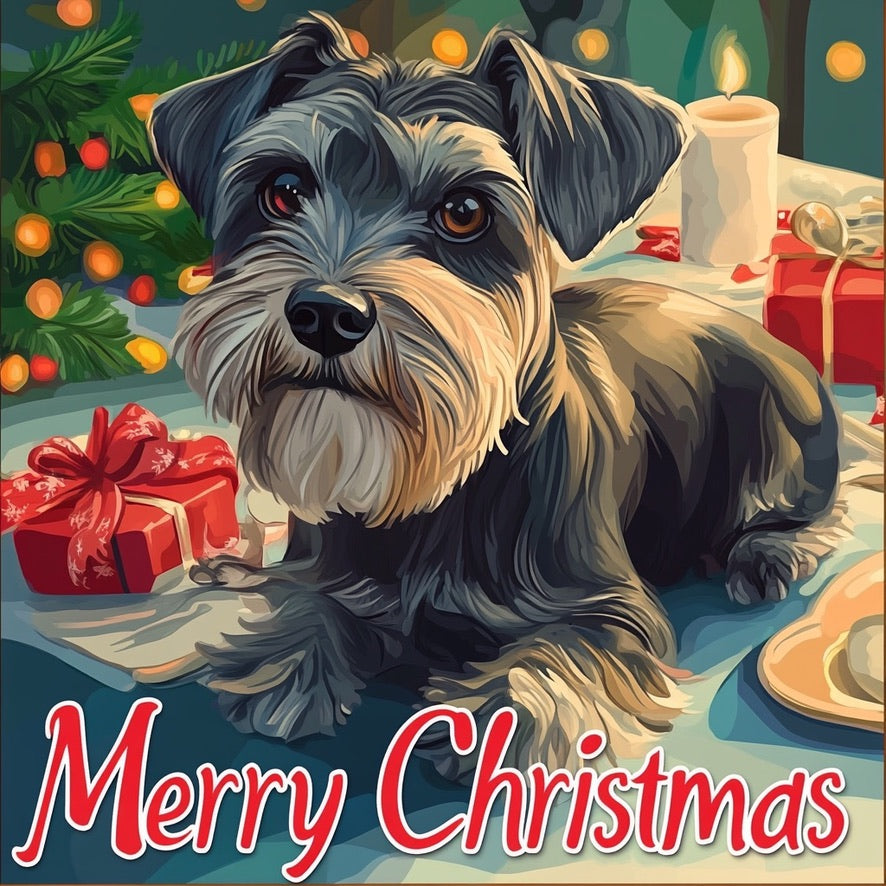 Adorable Schnauzer Christmas Card