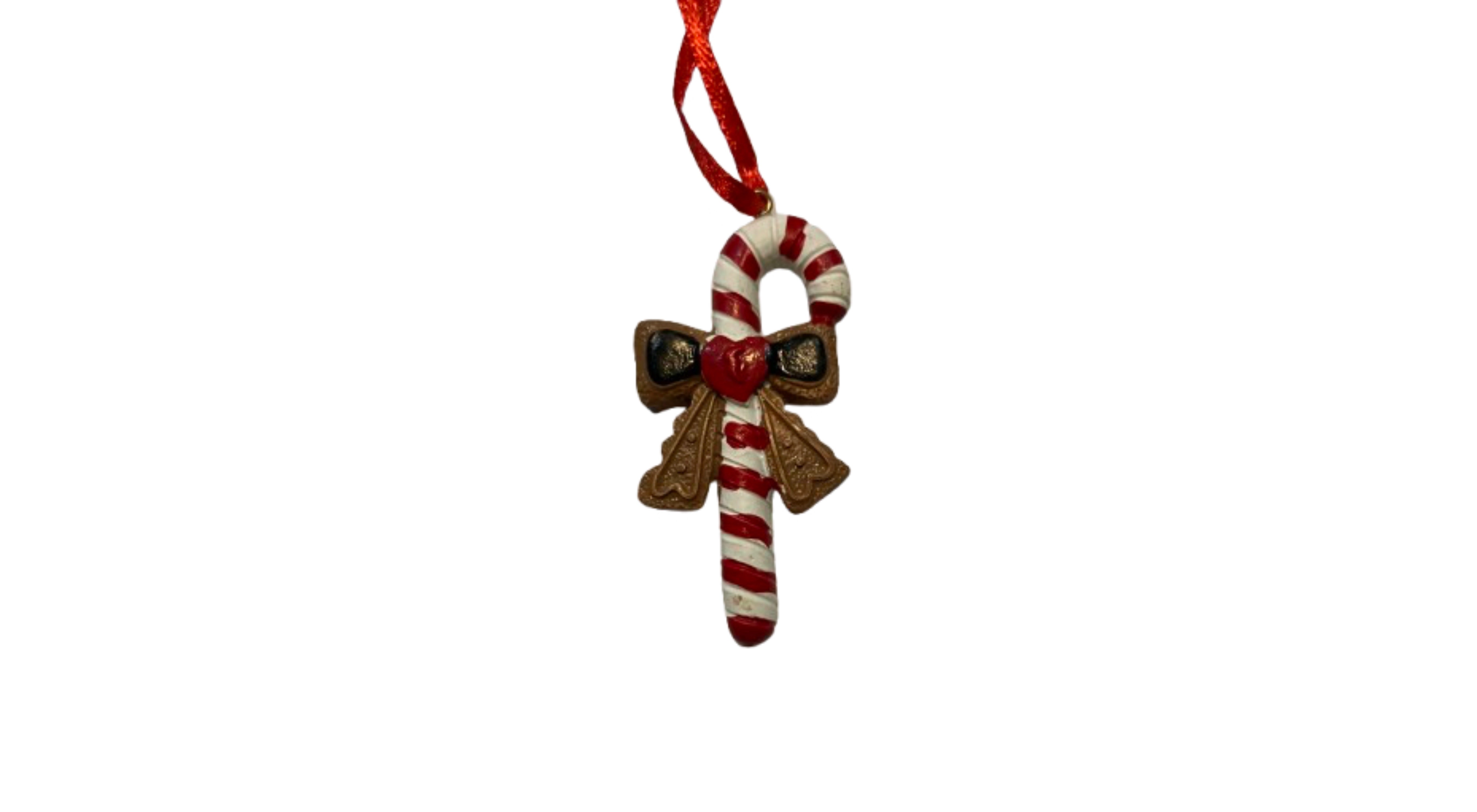 Candy Cane with Bow Christmas Ornament