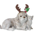Festive Dog and Cat with Reindeer Antlers Ornament