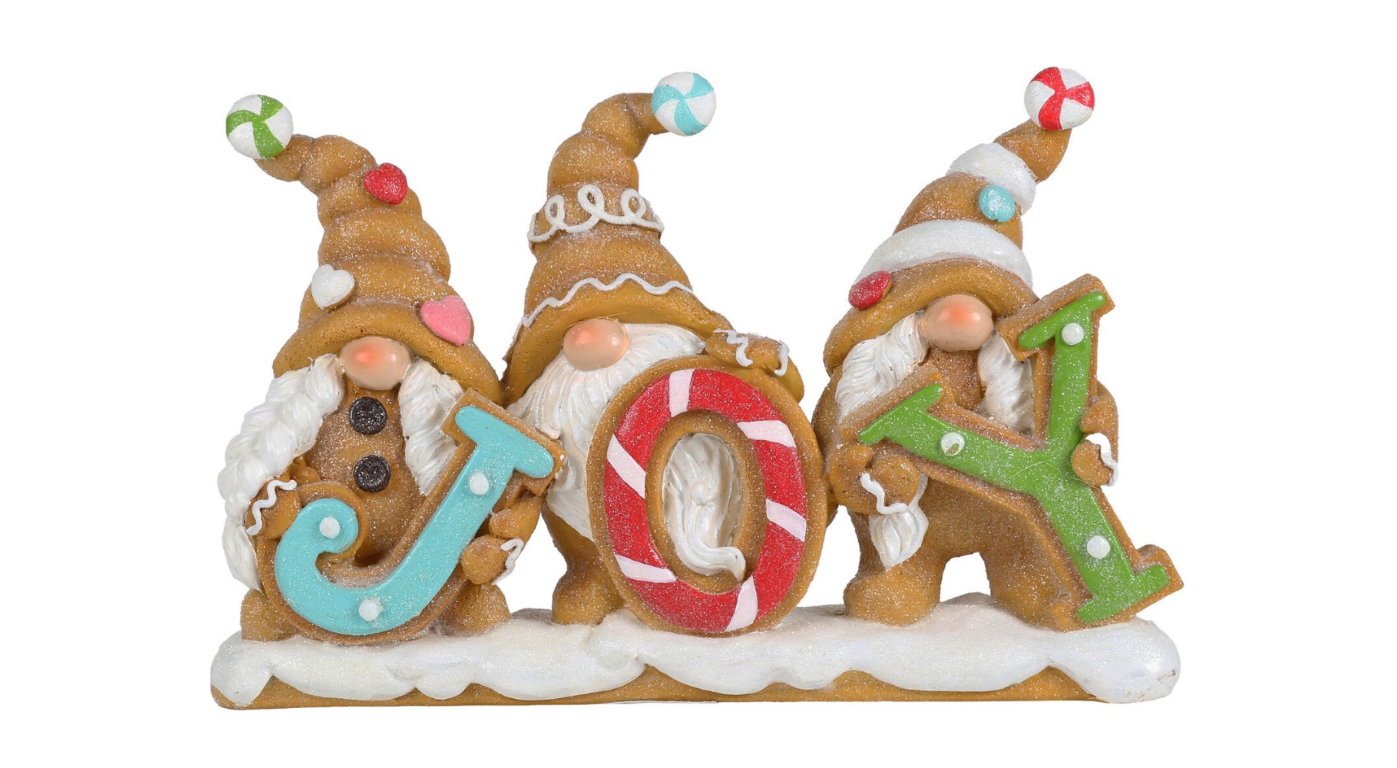 Gingerbread Gnomes "JOY" Christmas Decoration