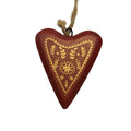 Rustic Heart Ornament with Gold Pattern