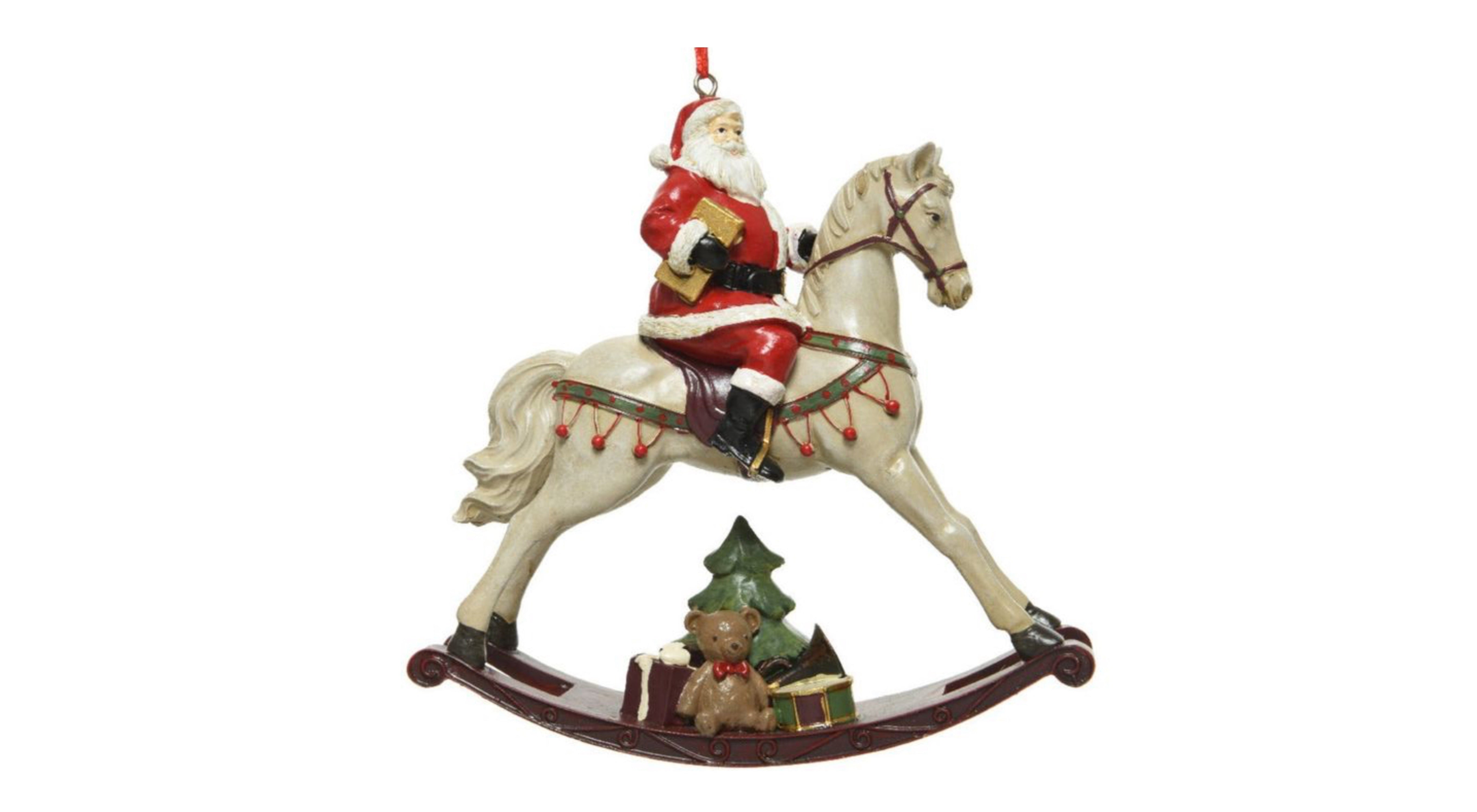 Santa on Rocking Horse Christmas Ornament