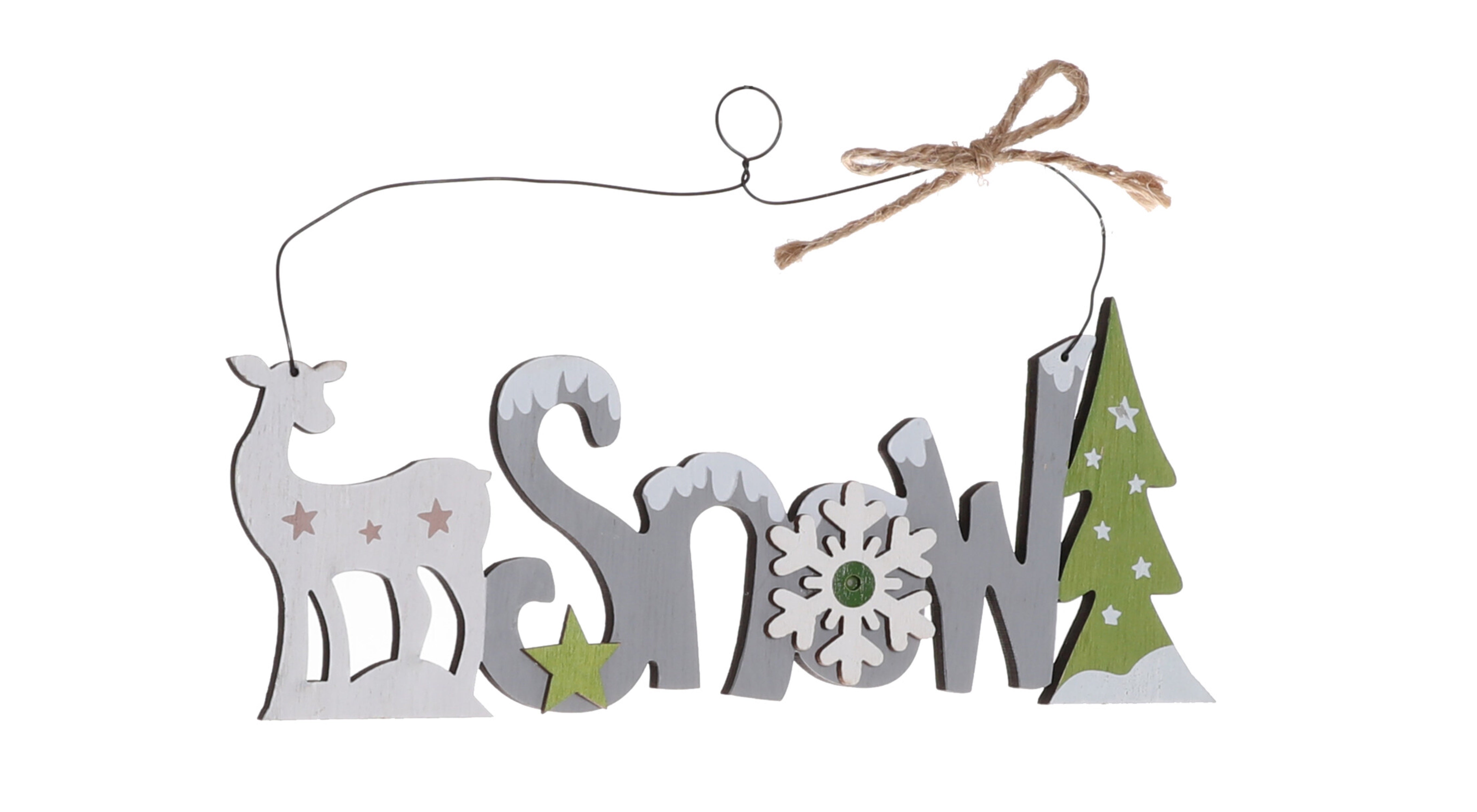 Wooden "SNOW" Hanging Decoration