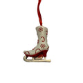 Festive White Ice Skate Ornament