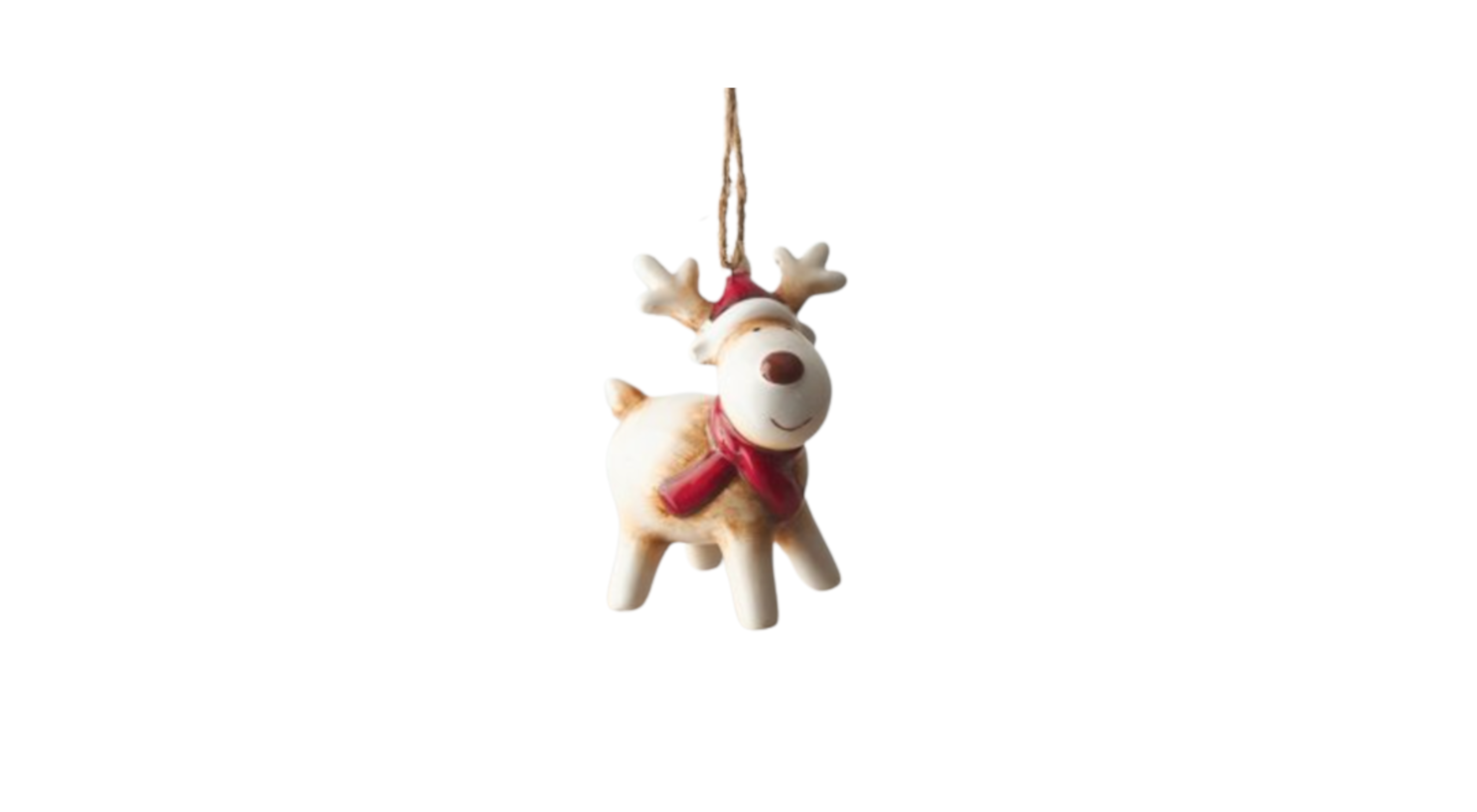 Ceramic Reindeer with Red Scarf and Santa Hat