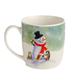 Kim Haskins Cats and Snowman Design Porcelain Mug