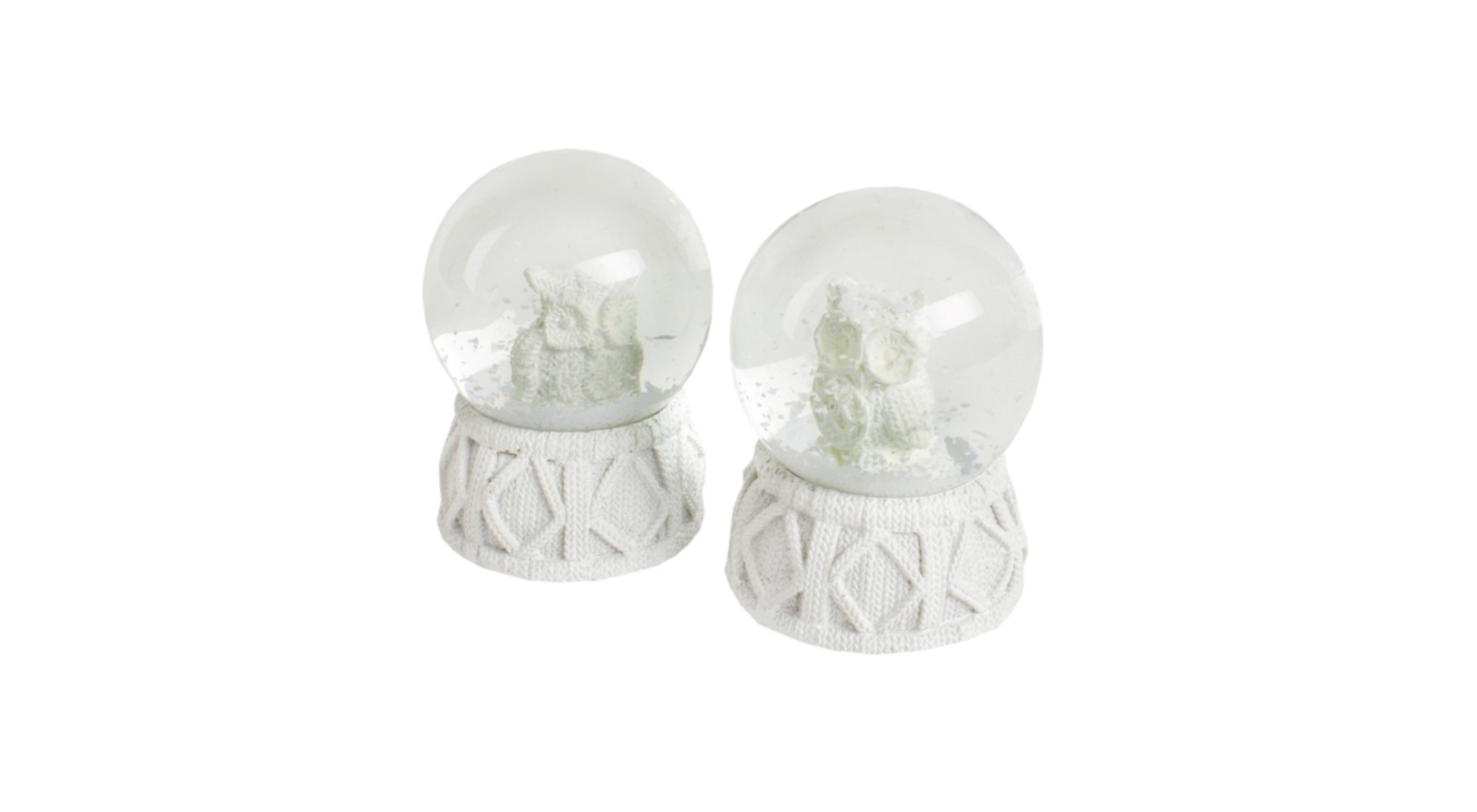 Mix Of 2 White Owls In Snow Globe