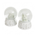 Mix Of 2 White Owls In Snow Globe
