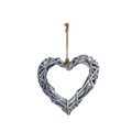 Grey Wash Rattan Heart