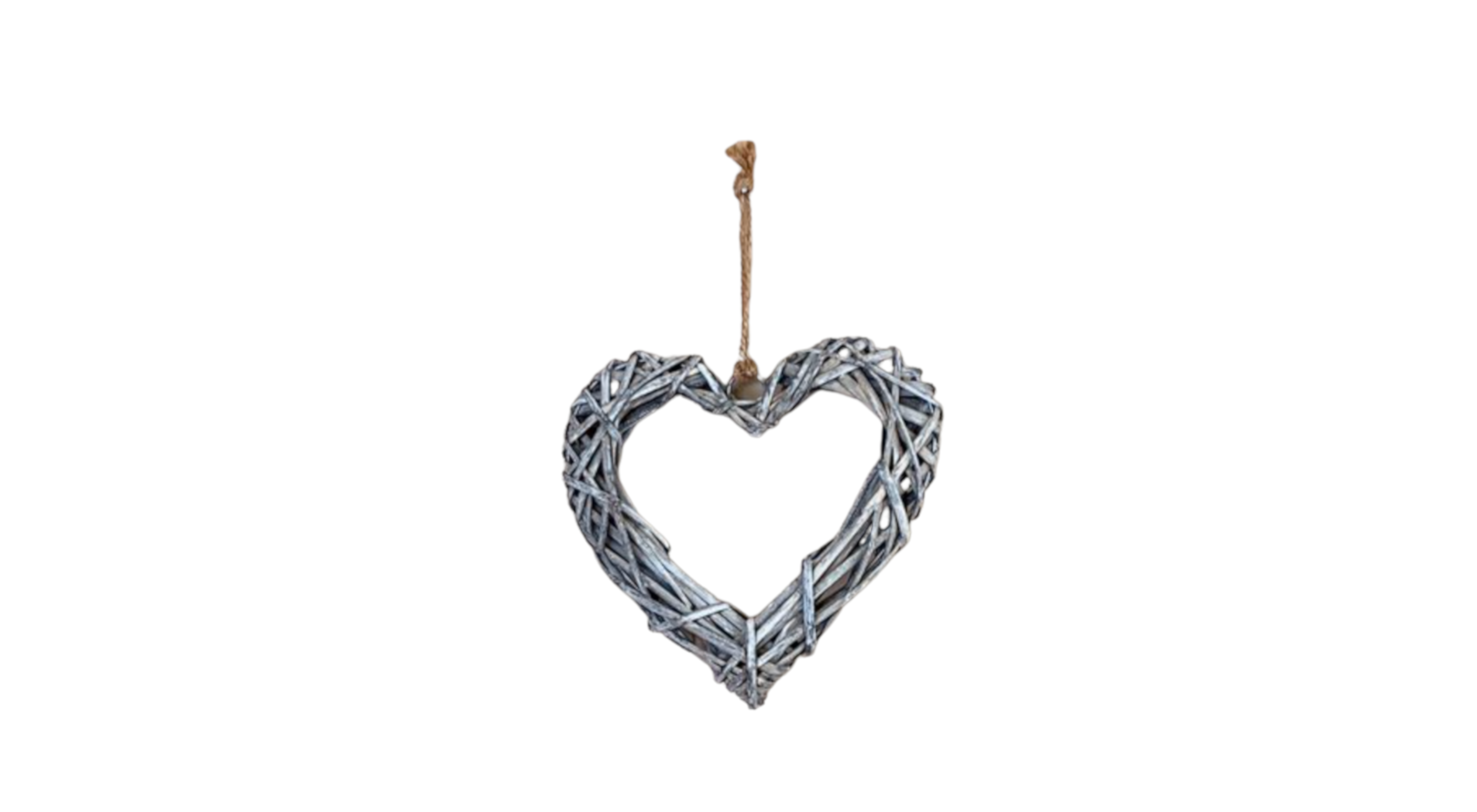 Grey Wash Rattan Heart